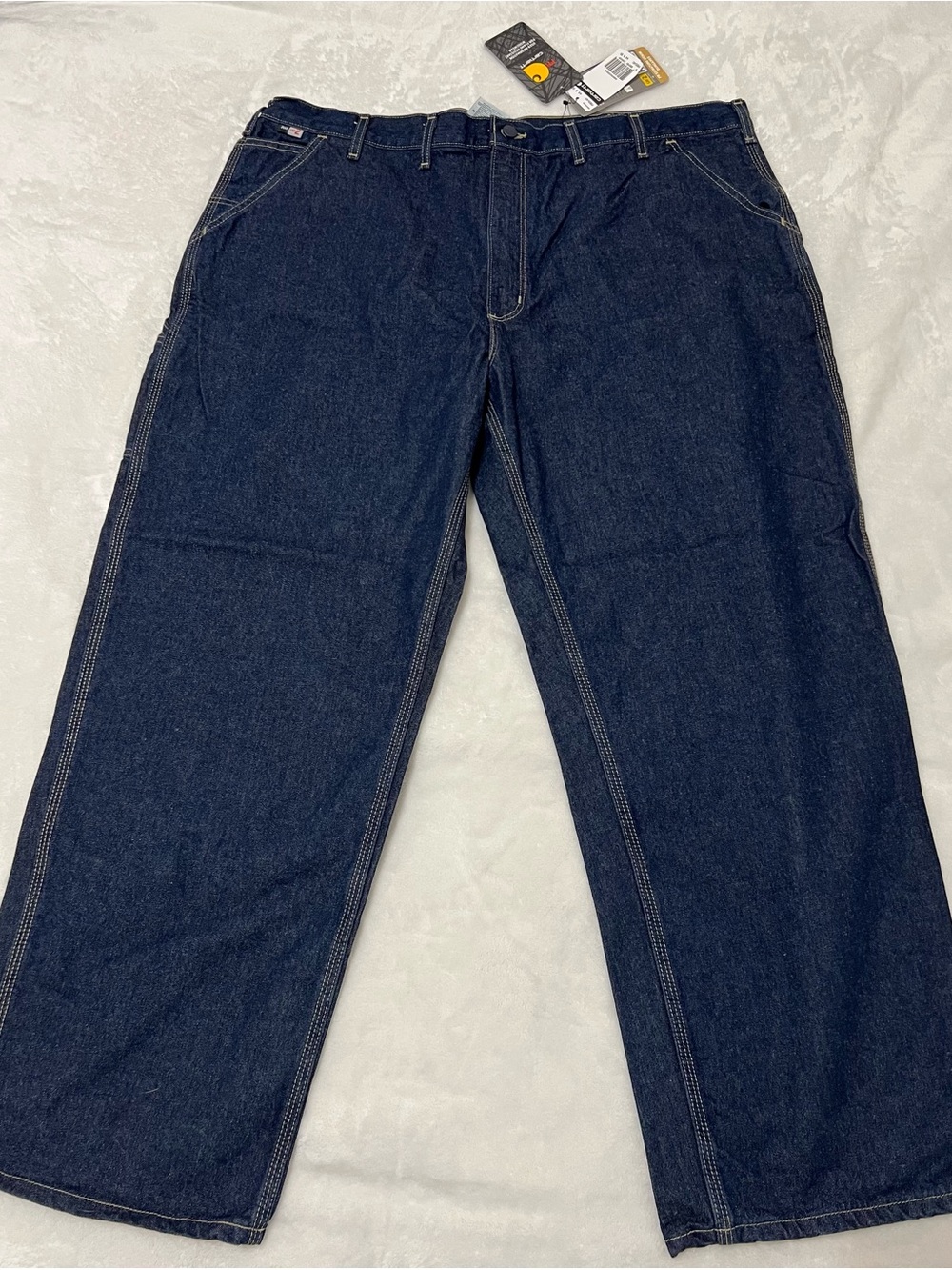 FR Carhartt Men's Dark Blue Denim Jeans - Classic Straight Fit